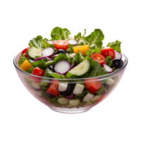 AI generated Vegetable salad in clear bowl isolated on transparent background png