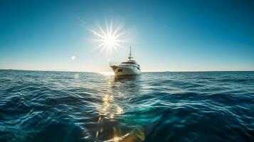 AI generated Luxury yacht in the sea. Panoramic image. photo