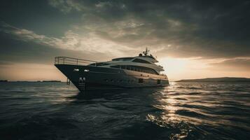 AI generated Luxury yacht in the sea. 3d render illustration. photo