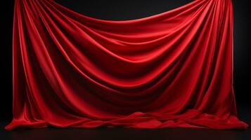 AI generated Red curtain on a black background. 3d rendering. Clipping path included. photo