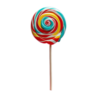 AI generated striped lollipop on a stick isolated on transparent background png