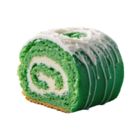 AI generated green roll cake isolated on transparent background png