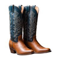 AI generated pair of Western Riding Cowboy Boot isolated on transparent background png