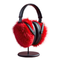 AI generated Red Fluffy Earmuff isolated on transparent background png