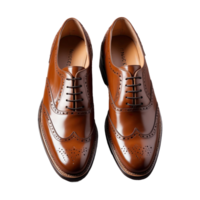 AI generated Pair Of Shiny Brown Brogue isolated on transparent background png