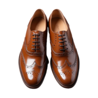 AI generated Pair Of Shiny Brown Brogue isolated on transparent background png