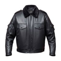 AI generated Leather Bulletproof Bodyguard Jacket isolated on transparent background png