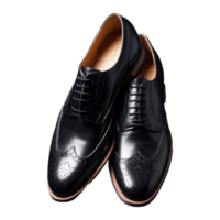 AI generated Classic Pair Of Black Brogue Shoes isolated on transparent background png