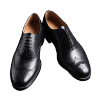 AI generated Classic Pair Of Black Brogue Shoes isolated on transparent background png