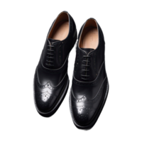 AI generated Classic Pair Of Black Brogue Shoes isolated on transparent background png