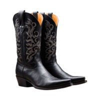 AI generated Pair Of Black Cowboy Boot isolated on transparent background png