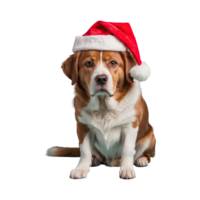 ai généré chien portant une Père Noël chapeau isolé sur transparent Contexte png