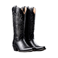 AI generated Pair Of Black Cowboy Boot isolated on transparent background png