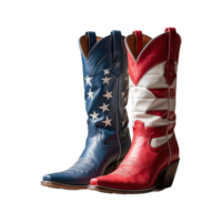 ai generiert amerikanisch Flagge Cowboy Stiefel isoliert auf transparent Hintergrund png