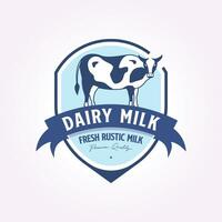 vintage dairy milk logo template vector illustration design. classic retro cattle and beef icon