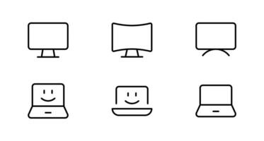 Laptop, Computer, Monitor Device icon set. Vector illustration. Computer monitor screen flat icon for apps and websites