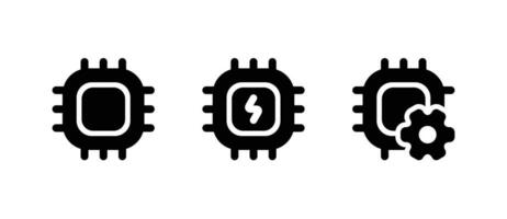 Circuit board icon set. Vector graphic illustration. Suitable for website design, logo, app, template, and UI. Computer chip circuit board semiconductors line art vector icon for apps and websites