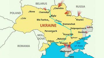 guerra en Ucrania. Rusia atacado Ucrania febrero 24, 2022. animado mapa de Rusia invasión de Ucrania, el movimiento de tropas. ucranianos son luchando para su libertad y democracia video