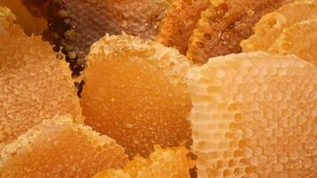 close up of fresh honey with comp in a jar video