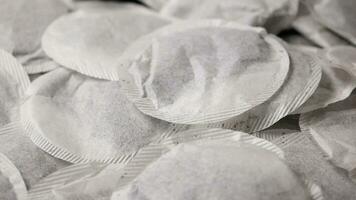 Closeup of tea bags on table video