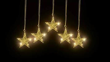 christmas Golden star hanging design element Ornament Animation with alpha channel transparent background video