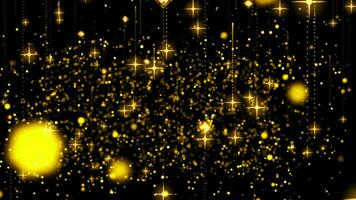 award Gold Particles. shining neon lines Glamour Rain falling animation on black background video