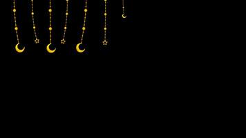 Ramadan Mond hängen Nieder von oben zu Unterseite Animation mit Alpha Kanal auf transparent Hintergrund video