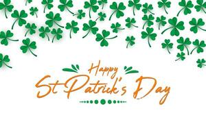 Typography composition of St. Patrick's Day with lucky clover on green background. Vector illustrator design template.