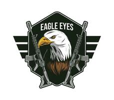 Military badge with eagle mascot vector