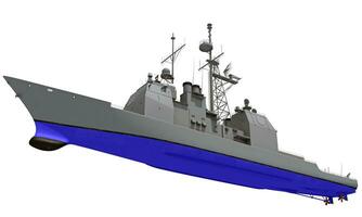 Military Vessel Missile Cruiser warship 3D rendering on white background photo