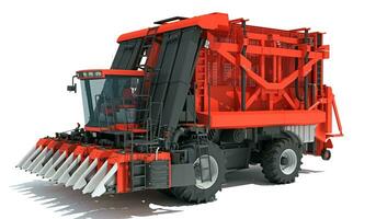 Cotton Picker Harvester farm equipment 3D rendering on white background photo