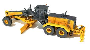 Motor Grader heavy construction machinery 3D rendering on white background photo