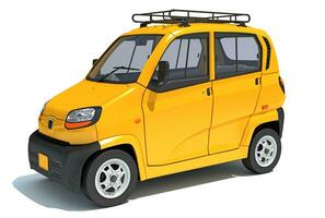 Auto Mini Taxi 3D rendering on white background photo