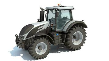 Farm Tractor 3D rendering on white background photo