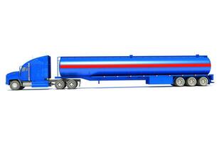 Heavy truck with tank trailer 3D rendering on white background photo