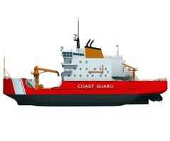 Coast Guard Icebreaker ship 3D rendering of ice breaking on white background photo