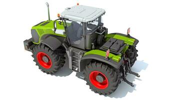 Wheeled Articulated Farm Tractor 3D rendering on white background photo