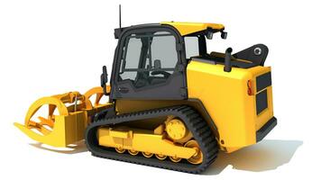 Manure Fork Skid Steer Loader 3D rendering on white background photo