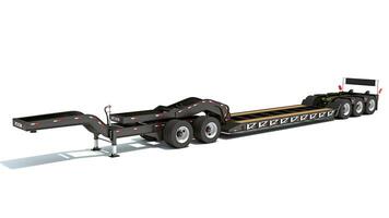 Low Loader Platform Trailer 3D rendering on white background photo