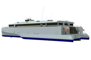 Luxury Yacht 3D rendering on white background photo