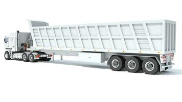 Semi Truck with Tipper Trailer 3D rendering on white background photo
