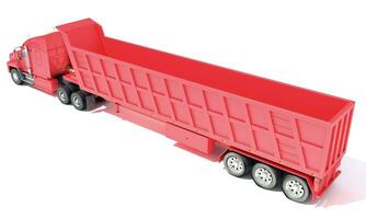 Semi Truck with Tipper Trailer 3D rendering on white background photo