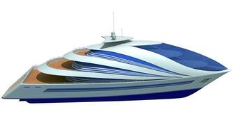 Futuristic Yacht 3D rendering on white background photo