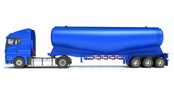 Truck with Tank Trailer 3D rendering on white background photo