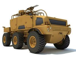 Military Vehicle 3D rendering on white background photo