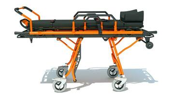 Stretcher Trolley medical equipment 3D rendering on white background photo