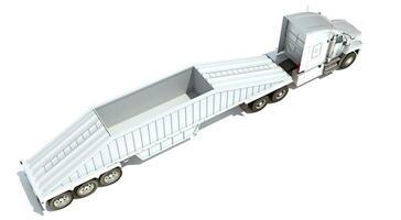Truck with Bottom Dump Trailer 3D rendering on white background photo