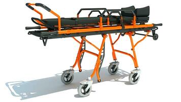 Stretcher Trolley medical equipment 3D rendering on white background photo