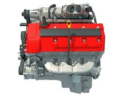 V8 Car Engine 3D rendering on white background photo