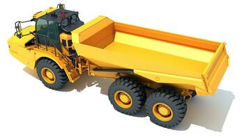 Dump Truck 3D rendering heavy construction machinery on white background photo